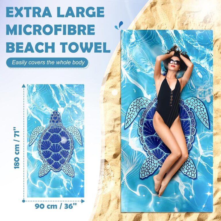 2 Pack Microfibre Beach Towels for Adults Extra Large, 180 × 90 cm Quick Dry Beach Towel with Double Side Print, Lightweight Beach Towel with Net Bag, Sand Free Microfiber...