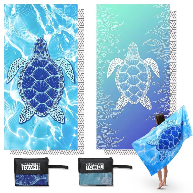 2 Pack Microfibre Beach Towels for Adults Extra Large, 180 × 90 cm Quick Dry Beach Towel with Double Side Print, Lightweight Beach Towel with Net Bag, Sand Free Microfiber...