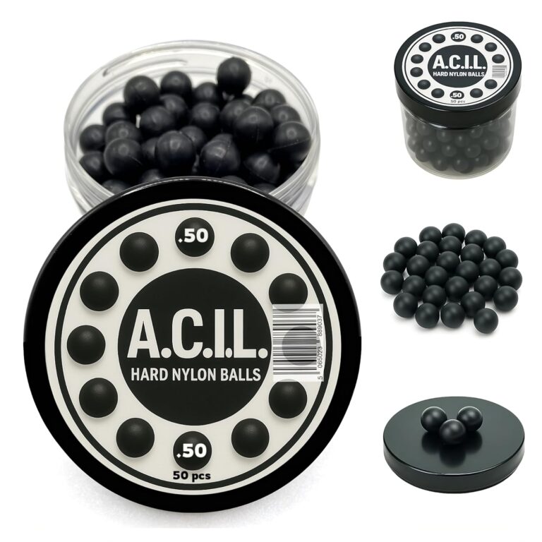50 x Hard Nylon Balls Cal 50 – Precision Training Ammo for Paintball, RAM & Self Defense Pistols – Durable Reusable Projectiles