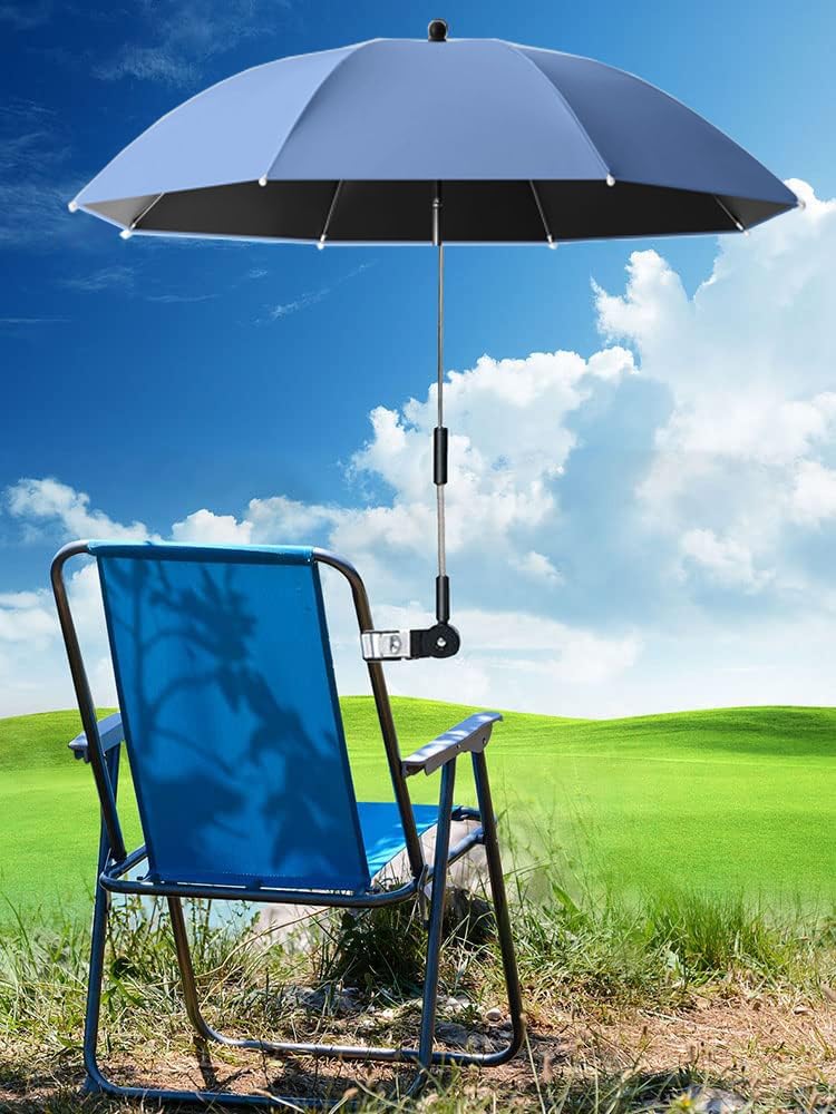 Chair Umbrella with Clamp Portable Clip on Umbrella for Beach Chairs Outdoor Patio Stroller Wheelchairs Golf Carts