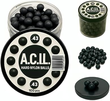 Hard Nylon Balls in .43 caliber – 100 Pack – Precision Solid Rounds for Home Defense Training, Marker Pistols, Durable & Reusable, High Impact Ammo for RAM Guns